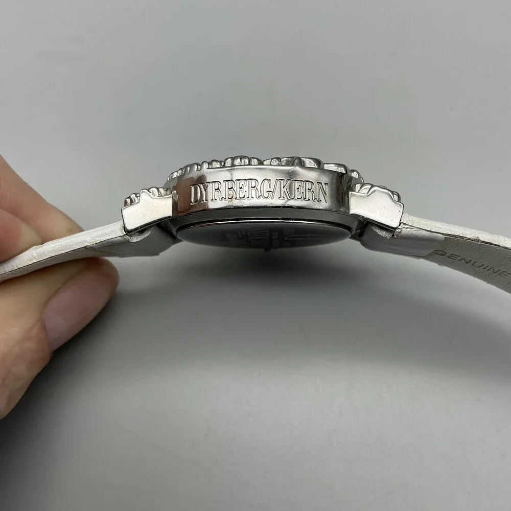 Dyrberg/Kern Womens Watch 33mm Silver Tone Crystals Bezel Leather Band